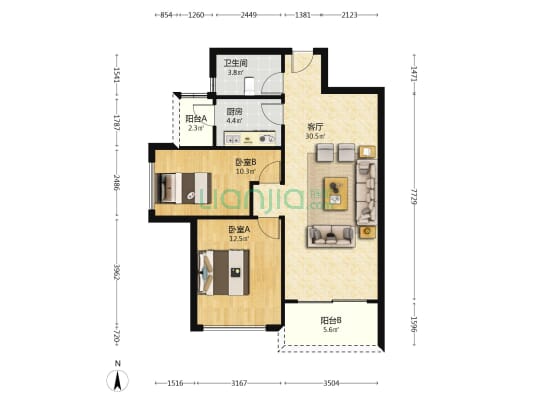 如意豪庭 2室1厅1卫 82平方