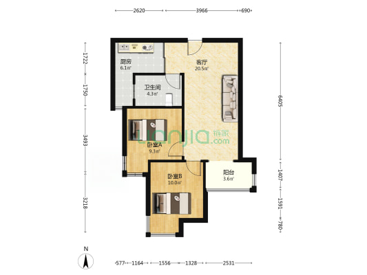 天伦湾社区人车分流 精装修 好楼层-户型图