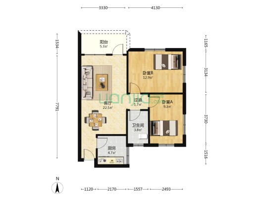 明珠花园（大亚湾） 2室1厅1卫 73平方