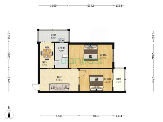 执法局宿舍 2室2厅1卫 70平方