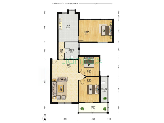 武汉建筑材料工业设计研究院 3室1厅2卫 139平方