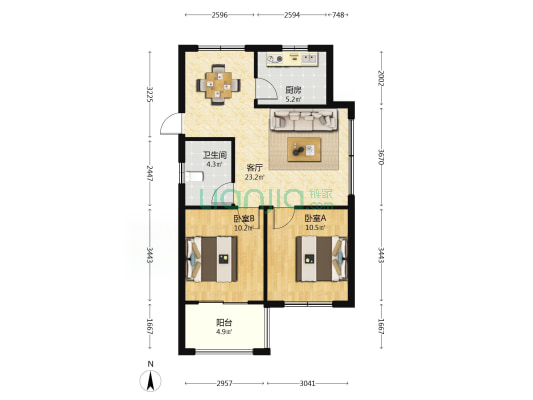 胜稼红星嘉园四区 2室1厅1卫 80平方