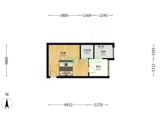 祥宁时代广场 1室0厅1卫 40平方