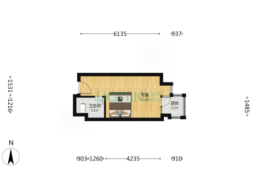 蓝谷地综合楼 1室0厅1卫 31平方