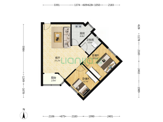 清溪南街7号 2室1厅1卫 72平方