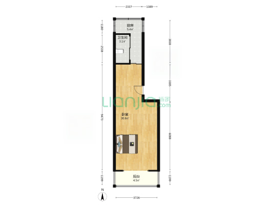 富民花园 1室0厅1卫 60平方