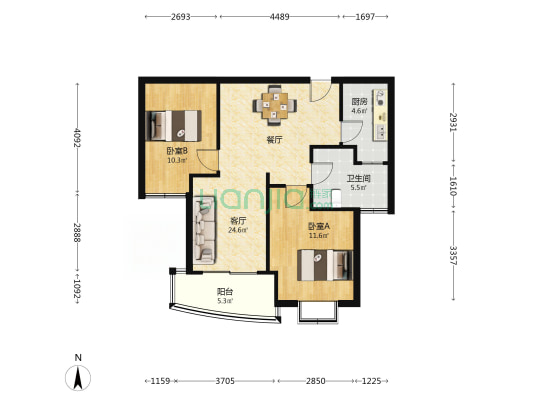 文天公寓 2室1厅1卫 78平方
