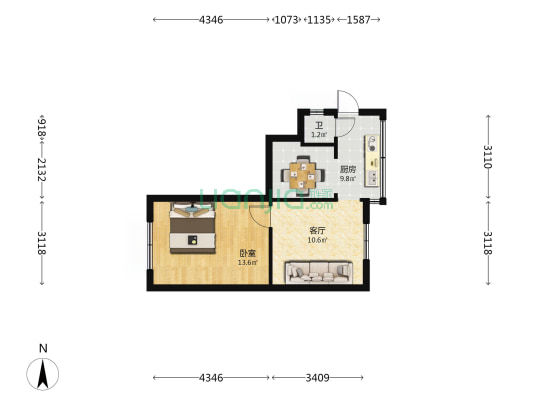 海埂路 1室1厅1卫 40平方