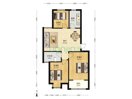 吴圩小区 3室1厅1卫 90平方