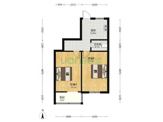 统建小区 2室0厅1卫 58平方