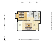 鸿坤理想湾北区 1室1厅 西 北-涿州鸿坤理想湾北区户型图