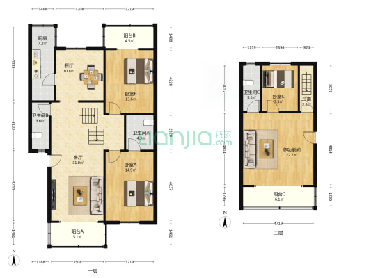 长安小区 4室2厅3卫 172平方