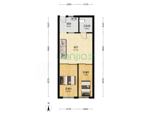 胶东福莱商城 2室1厅1卫 56平方