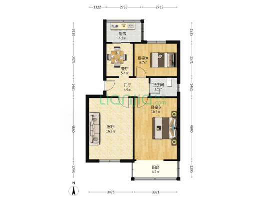 省委家属院 2室2厅1卫 77平方