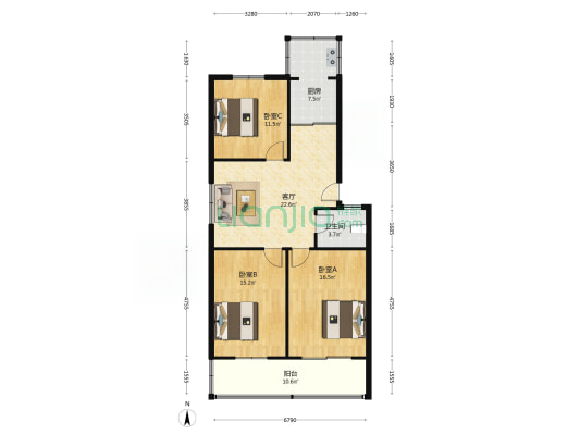省设计院家属院 3室1厅1卫 99平方