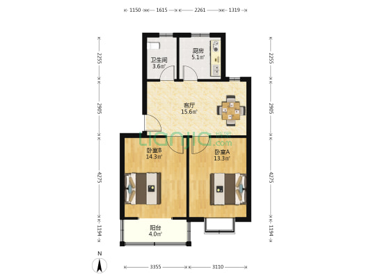 青剑湖花园一区 2室1厅1卫 69平方