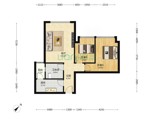 旭和倾城一期 2室1厅1卫 69平方