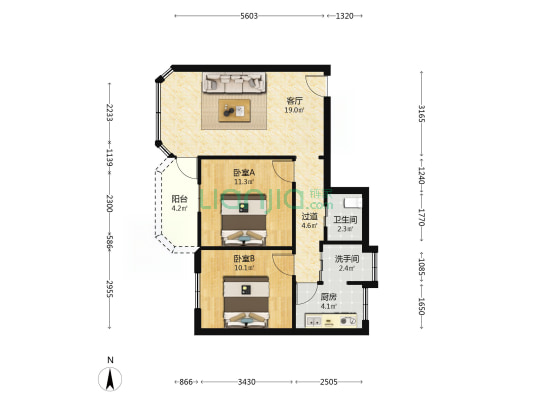 滨江横路 2室1厅2卫 65平方