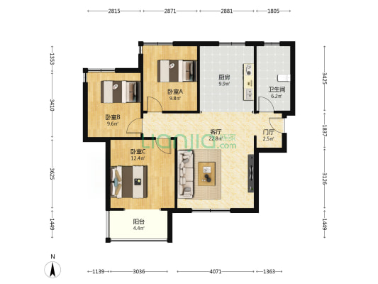 倚能维兰德小镇 3室1厅1卫 95平方