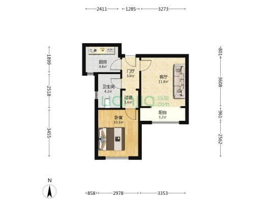 荣畅园 1室1厅1卫 62平方
