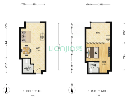 明园中心 1室1厅2卫 43平方
