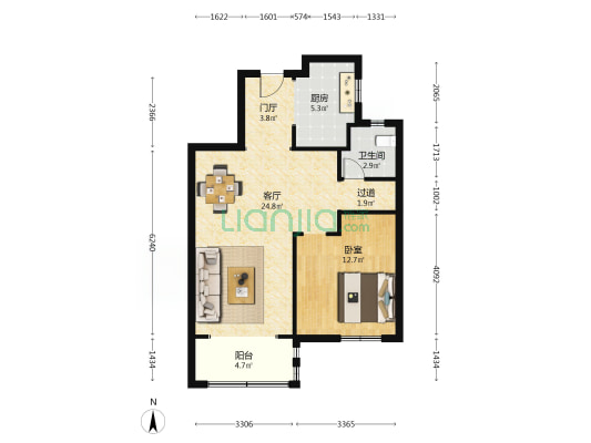 南站花园一期 1室1厅1卫 81平方