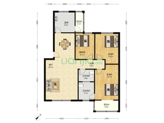 四川港建 2室1厅2卫 127平方