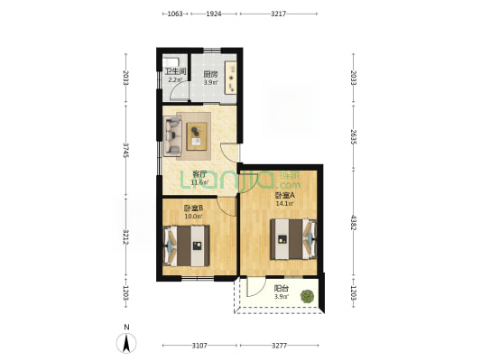 蜂巢山路 2室1厅1卫 56平方