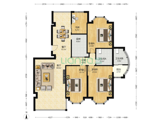 中铁海湾豪园 4室2厅2卫 138平方