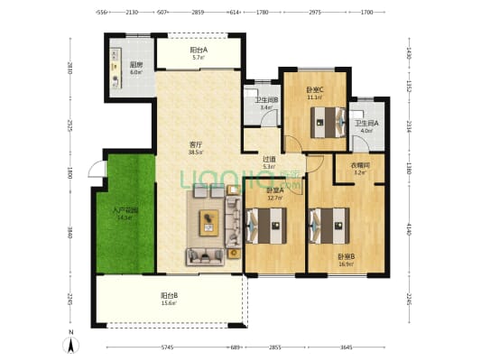喜洲一期 3室1厅2卫 149平方