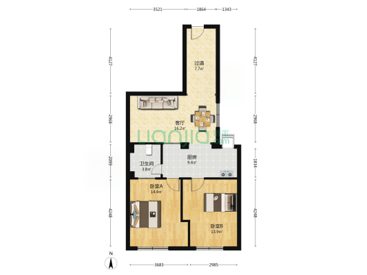 金家墩189号 2室1厅1卫 85平方