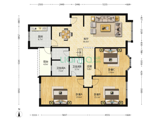 书塘巷22号 3室1厅2卫 142平方
