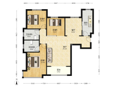 鸿坤理想湾精装修自住大三居，装修很好，满五年-涿州鸿坤理想湾北区户型图