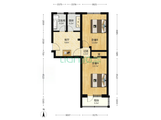 永顺南街306号 2室1厅1卫 60平方