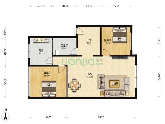 东环路66号 2室1厅1卫 116平方