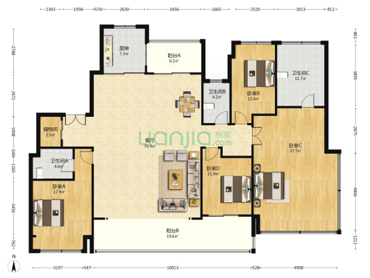 建发·缦云 4室1厅3卫 239平方