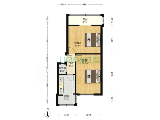 王家坝街16号 2室0厅1卫 53平方