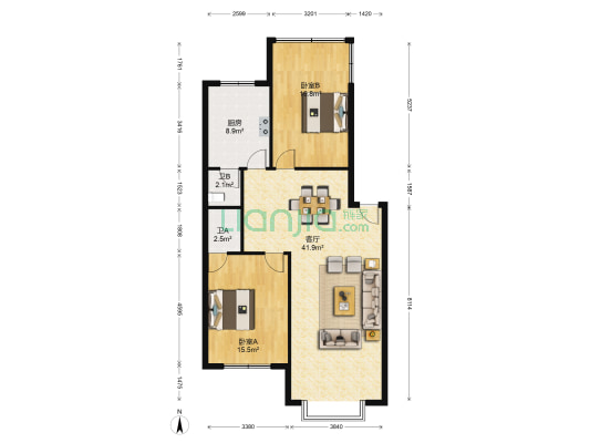 延安西路303号 2室1厅2卫 105平方