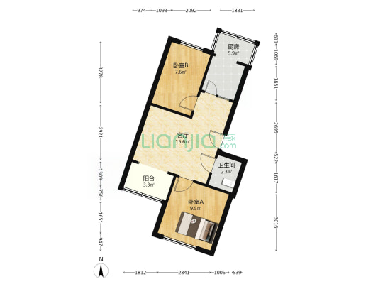 建北412小区（西铭412小区) 2室1厅1卫 57平方