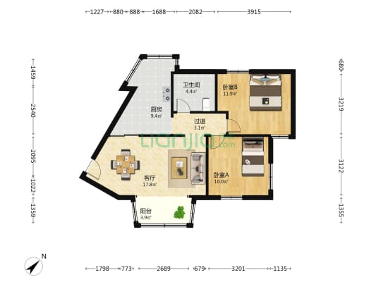 鹿丹村海关住宅楼 2室1厅1卫 72平方