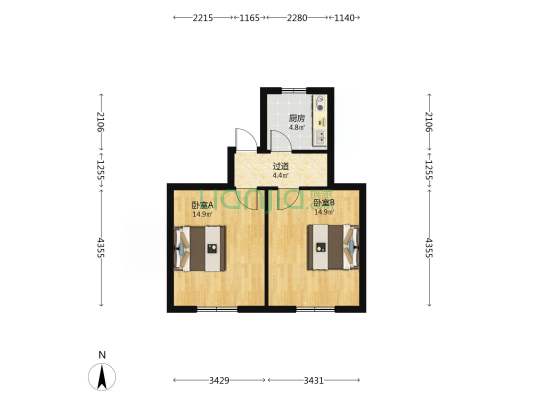 烟机厂家属院 2室0厅0卫 51平方