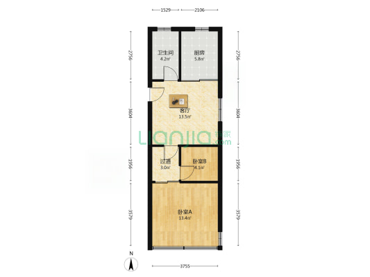 新河南路17号 2室1厅1卫 55平方
