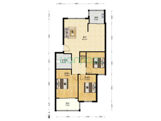 城西新村B区 3室1厅1卫 117平方
