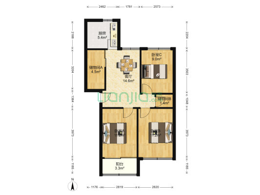 珍珠园五村 3室1厅0卫 77平方