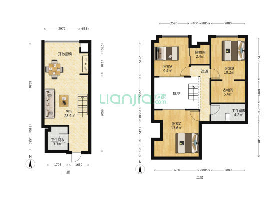 北辰府铂樾 3室1厅2卫 50平方