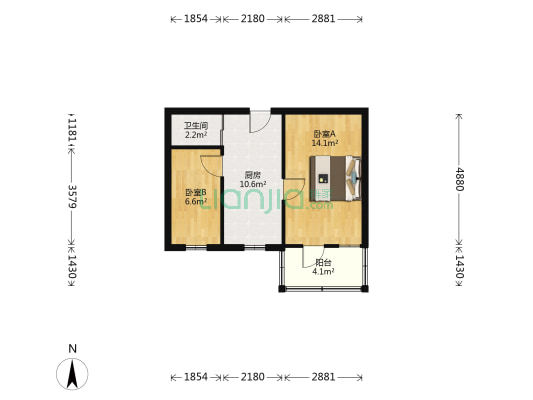 华中西路南一巷 2室0厅1卫 44平方