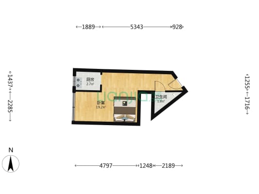 市西路5号 1室0厅1卫 33平方