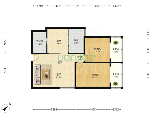 供电局家属小区16号 2室2厅1卫 78平方
