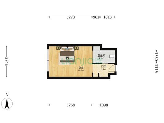 丽湾酒店 1室0厅1卫 46平方