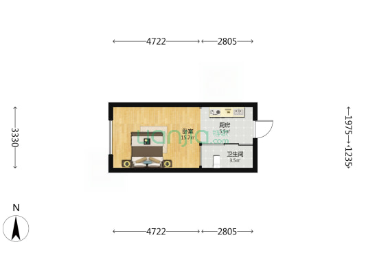 云安公寓 1室0厅1卫 41平方